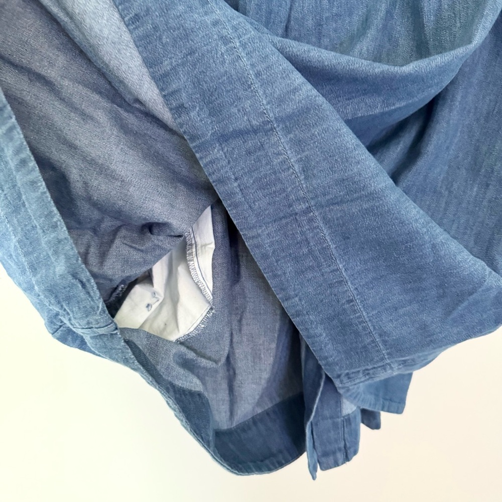 LOFT Denim Pleated Button Front Shirt Dress Size M - Picture 10 of 12